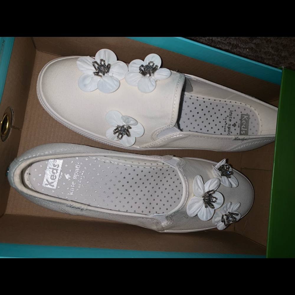 Keds x Kate Spade New York white slip in shoes